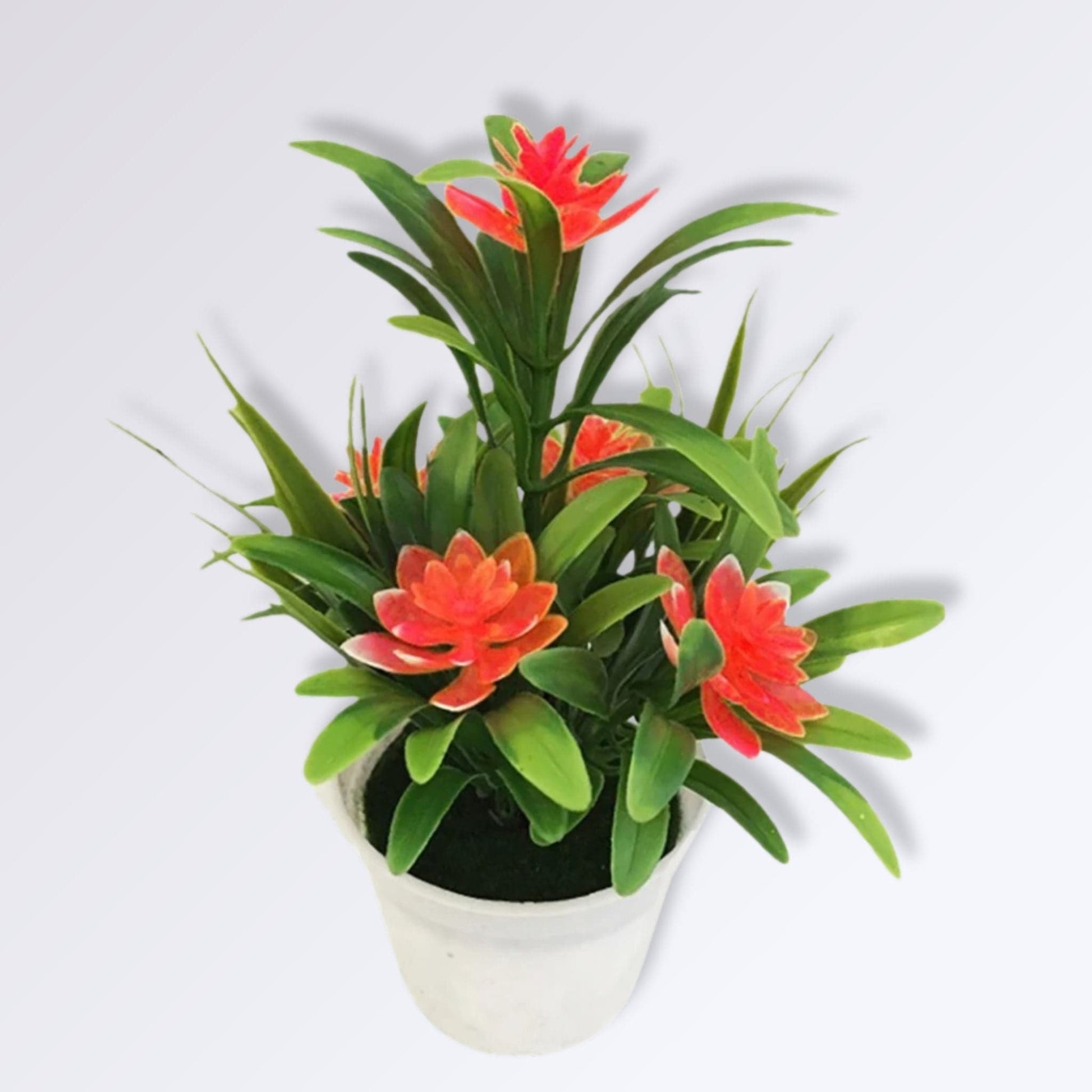 Composition de Lotus Artificiel en Pot Couleur Orange
