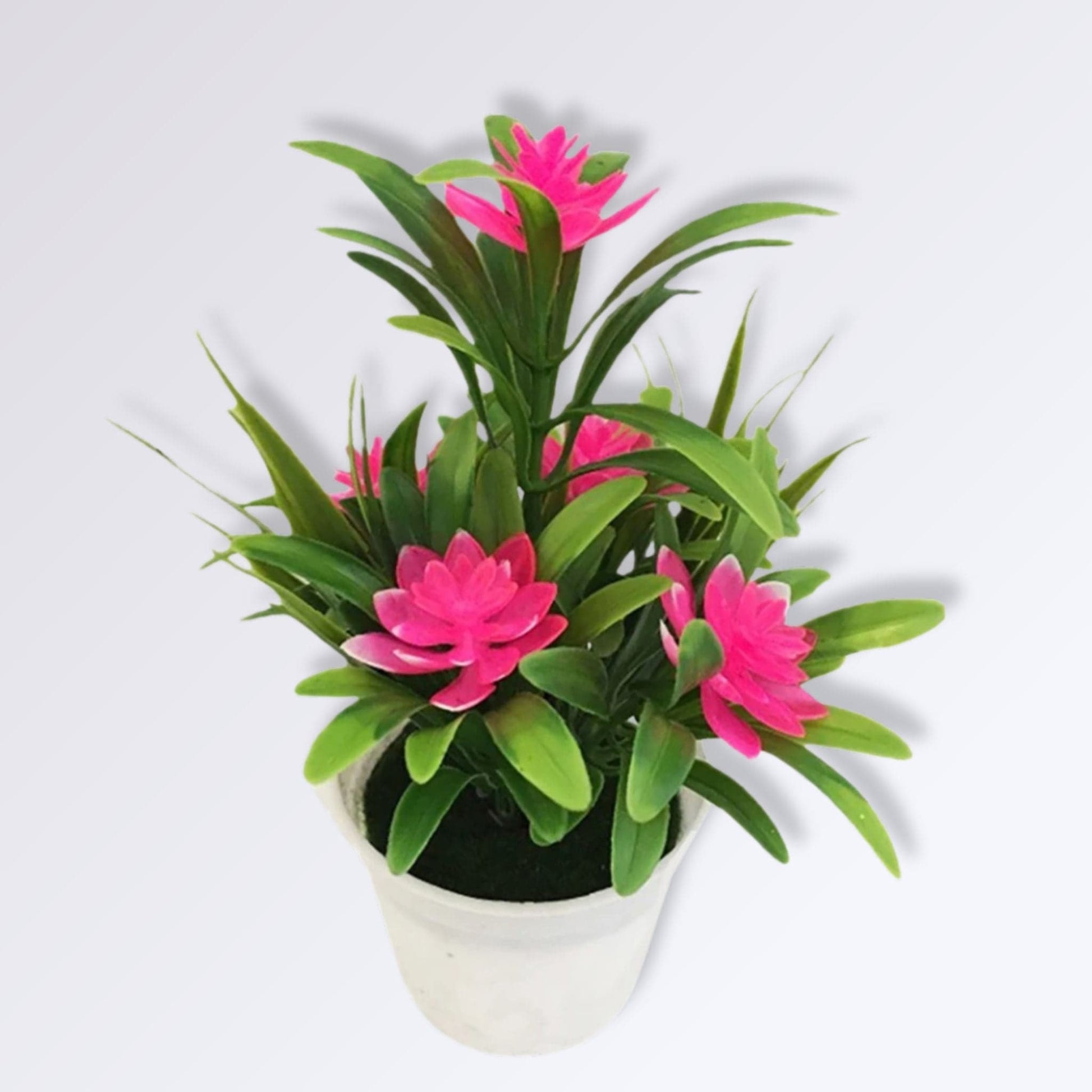 Composition de Lotus Artificiel en Pot Couleur Rose fuchsia