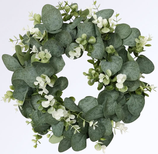Couronne Murale en Gypsophile et Feuilles d'Eucalyptus