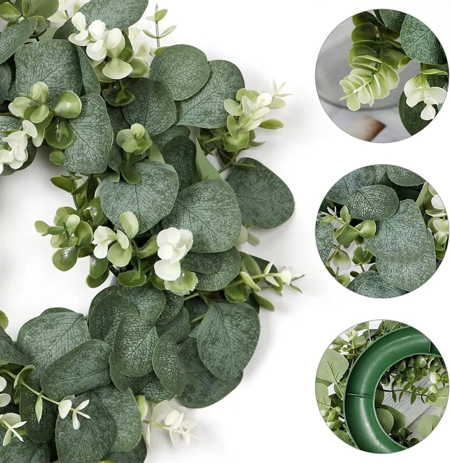 Couronne Murale en Gypsophile et Feuilles d'Eucalyptus