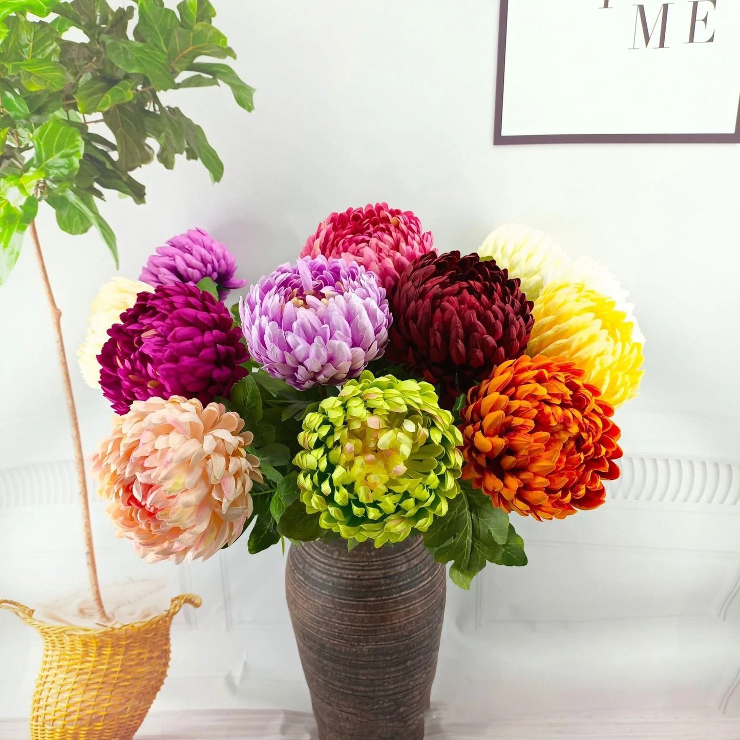 Fleur Artificielle de Chrysanthème avec Longue Tige | 75cm