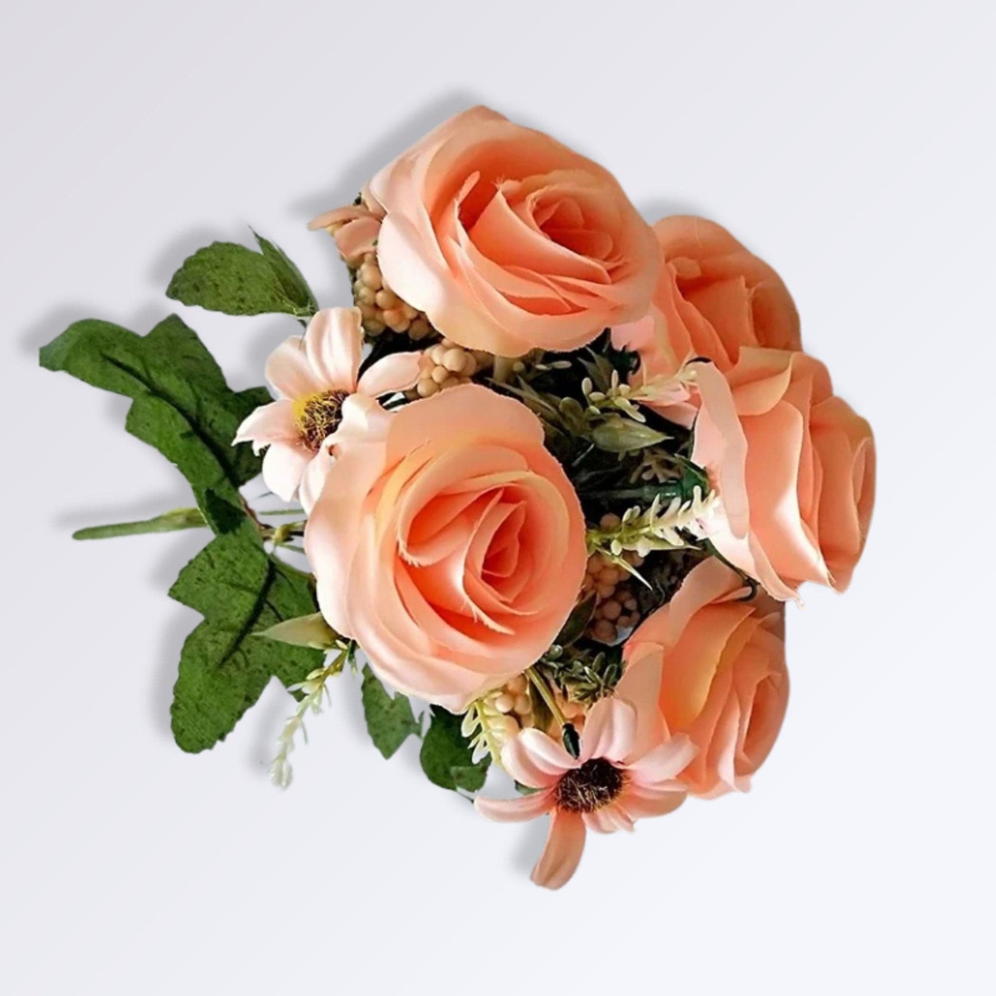 Composition de Fleurs Artificielles pour Cimetière Couleur Pêche Clair