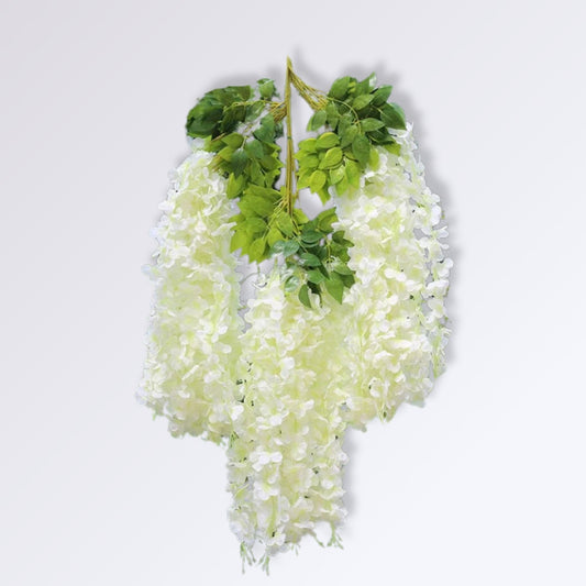 Fleurs Artificielles de Glycine pour Extérieur Blanc