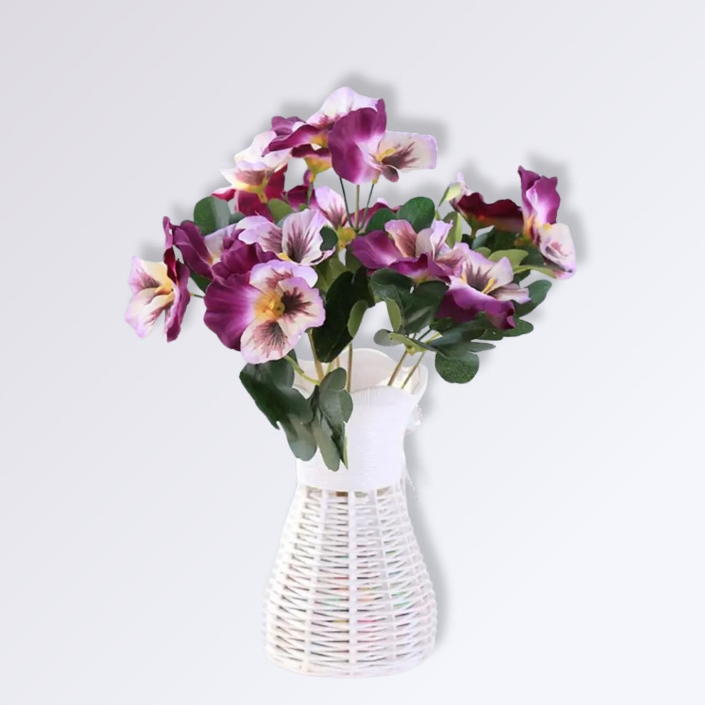 Fleurs de Pensées Artificielles Couleur Mauve et Blanc