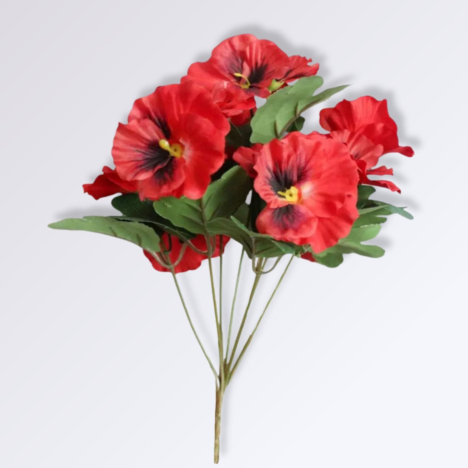 Fleurs de Pensées Artificielles Couleur Rouge