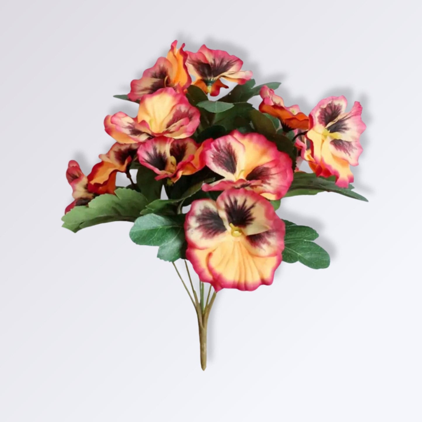 Fleurs de Pensées Artificielles Couleur Jaune et Rouge