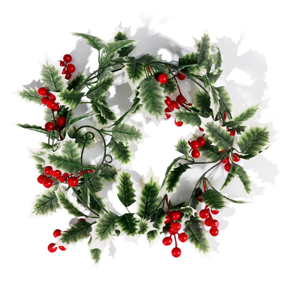 Guirlande de Houx Artificielle Feuillage vert-blanc