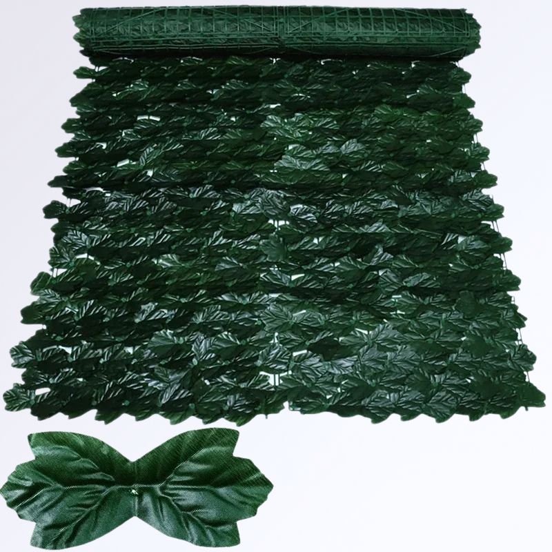 Haie à Feuillage Artificiel Brise Vue pour Extérieur Lierre dense vert foncé