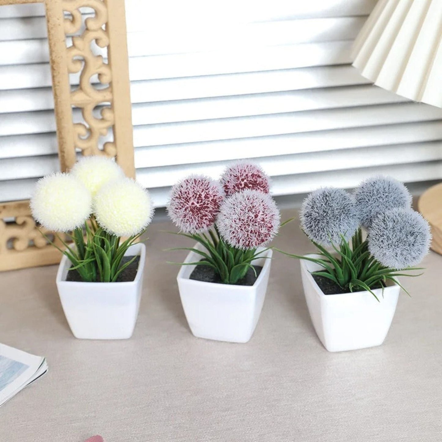 Mini Plantes Artificielles en Pot | Lot de 3 perles