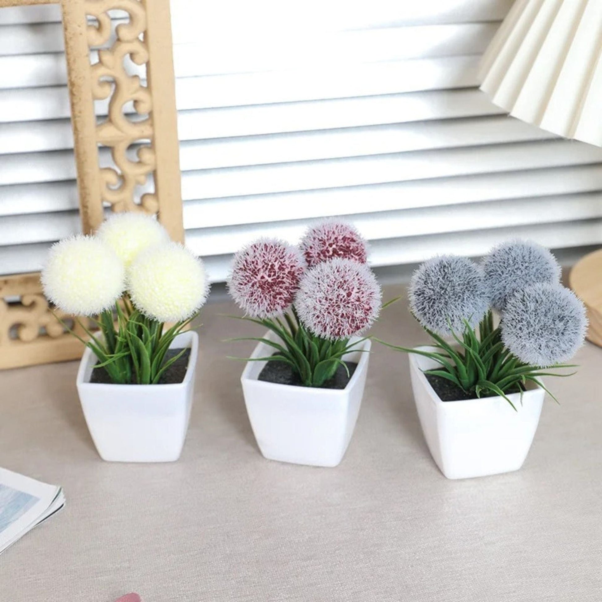 Mini Plantes Artificielles en Pot | Lot de 3 perles