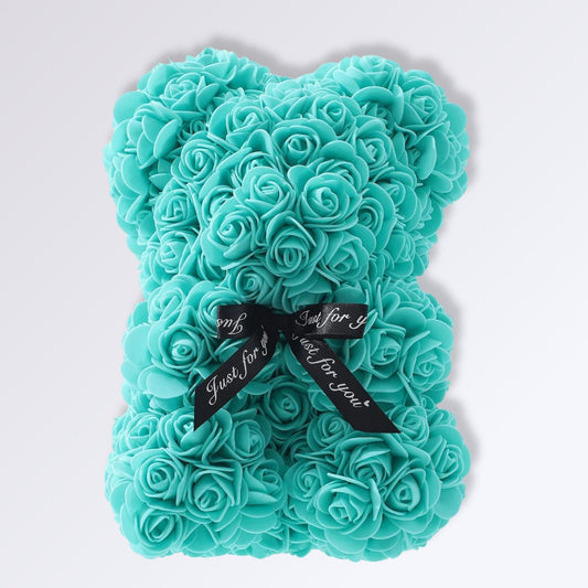 Ourson En Fleur Artificielle Couleur Turquoise