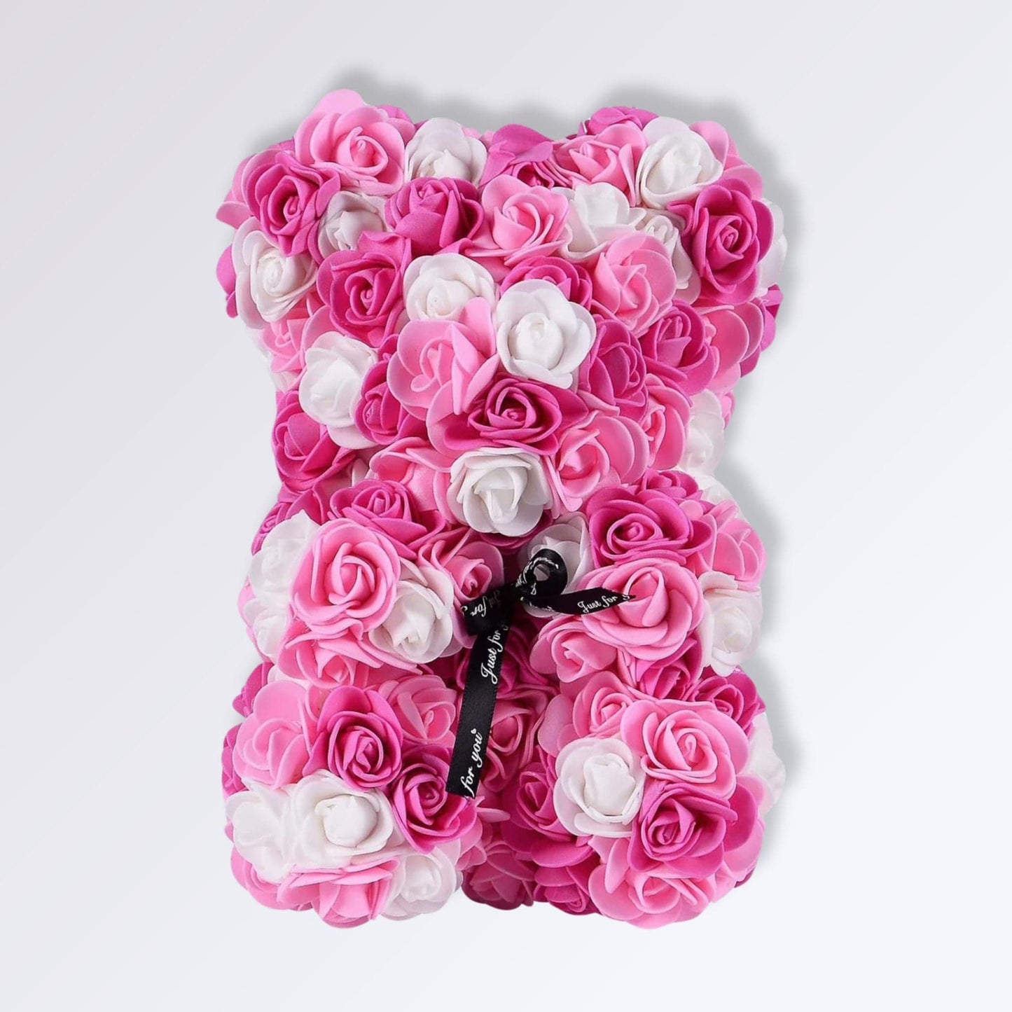 Ourson En Fleur Artificielle Couleur Blanc et Rose