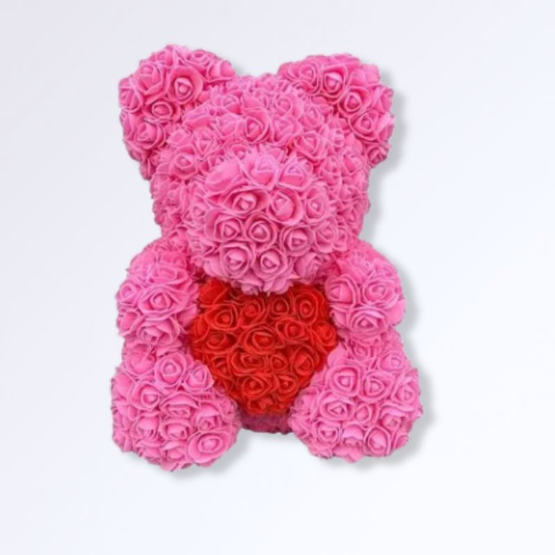 Ourson en Rose Éternelle 40 cm Rose - rouge