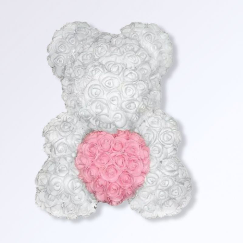 Ourson en Rose Éternelle 40 cm Blanc - rose clair