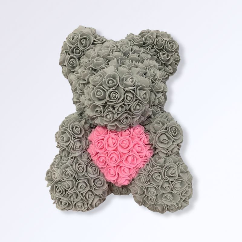 Ourson en Rose Éternelle 40 cm Gris - rose
