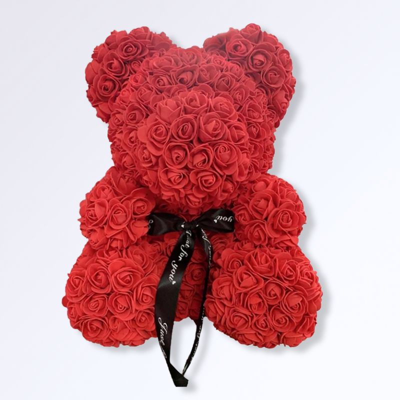 Ourson en Rose Éternelle 40 cm Rouge