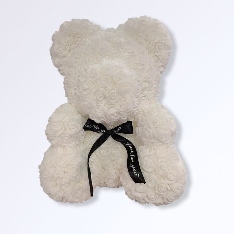 Ourson en Rose Éternelle 40 cm Blanc