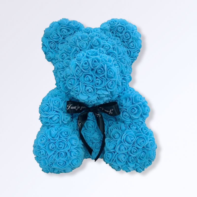 Ourson en Rose Éternelle 40 cm Bleu ciel