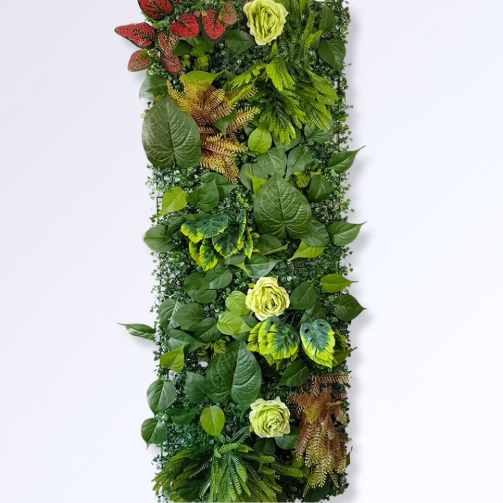 Panneau Mural en Verdure Artificielle avec Feuillage et Fleurs
