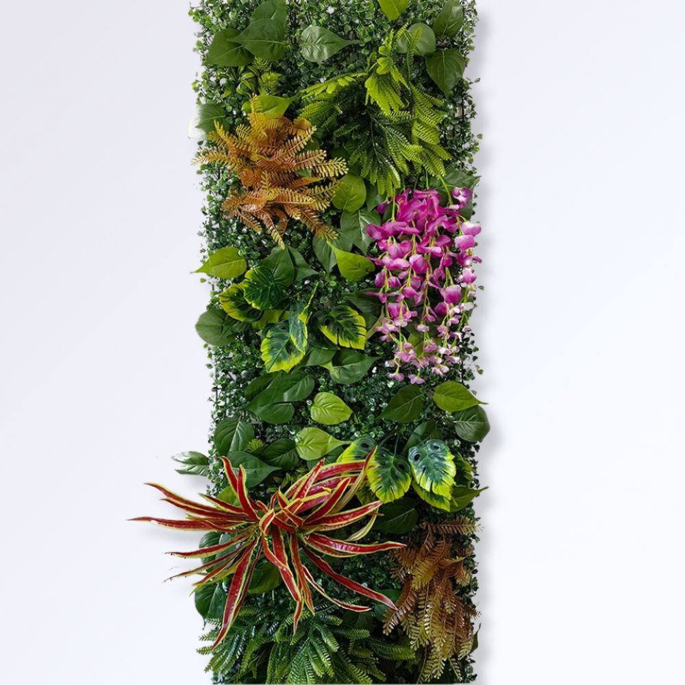 Panneau Mural en Verdure Artificielle avec Feuillage et Fleurs