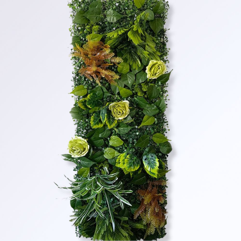 Panneau Mural en Verdure Artificielle avec Feuillage et Fleurs