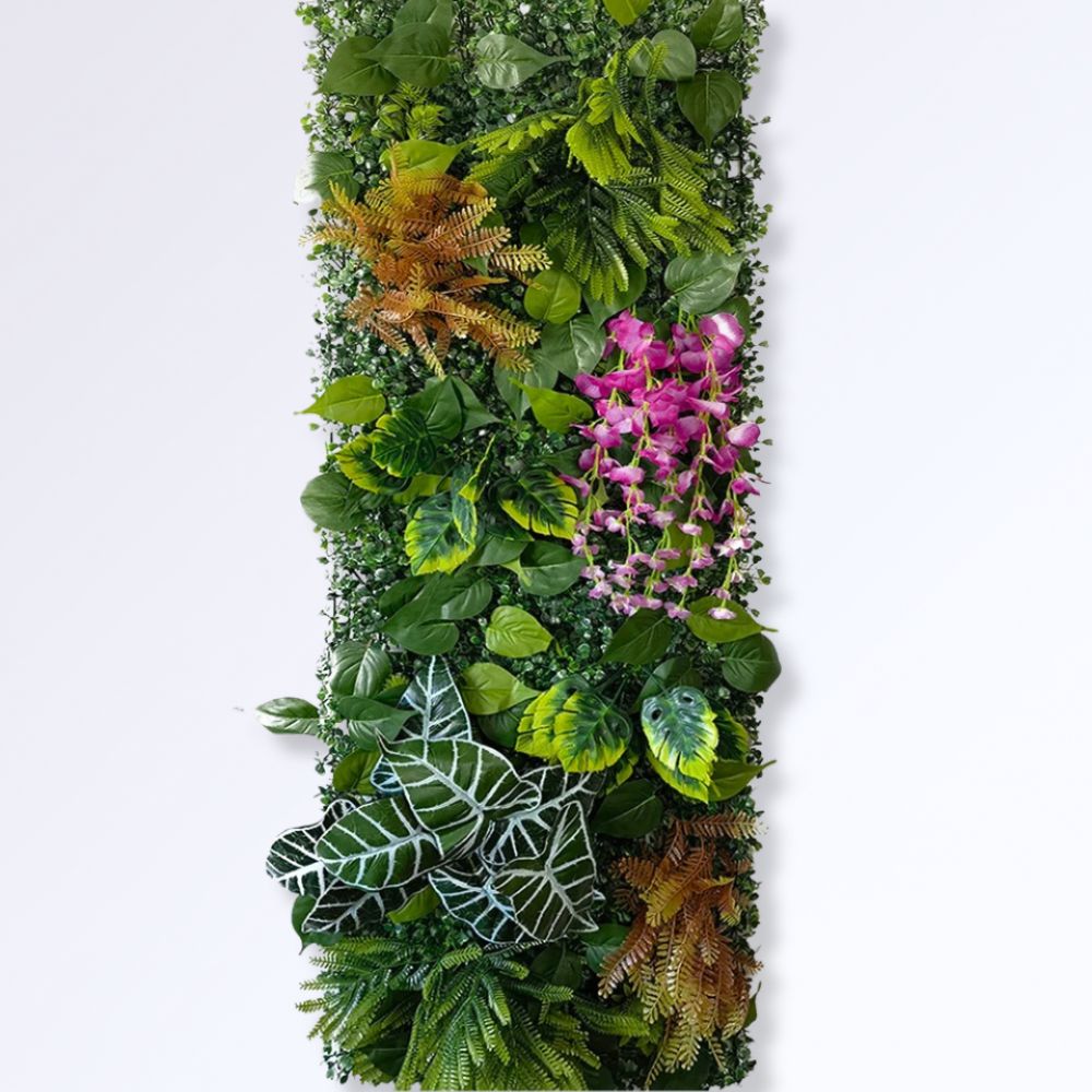 Panneau Mural en Verdure Artificielle avec Feuillage et Fleurs