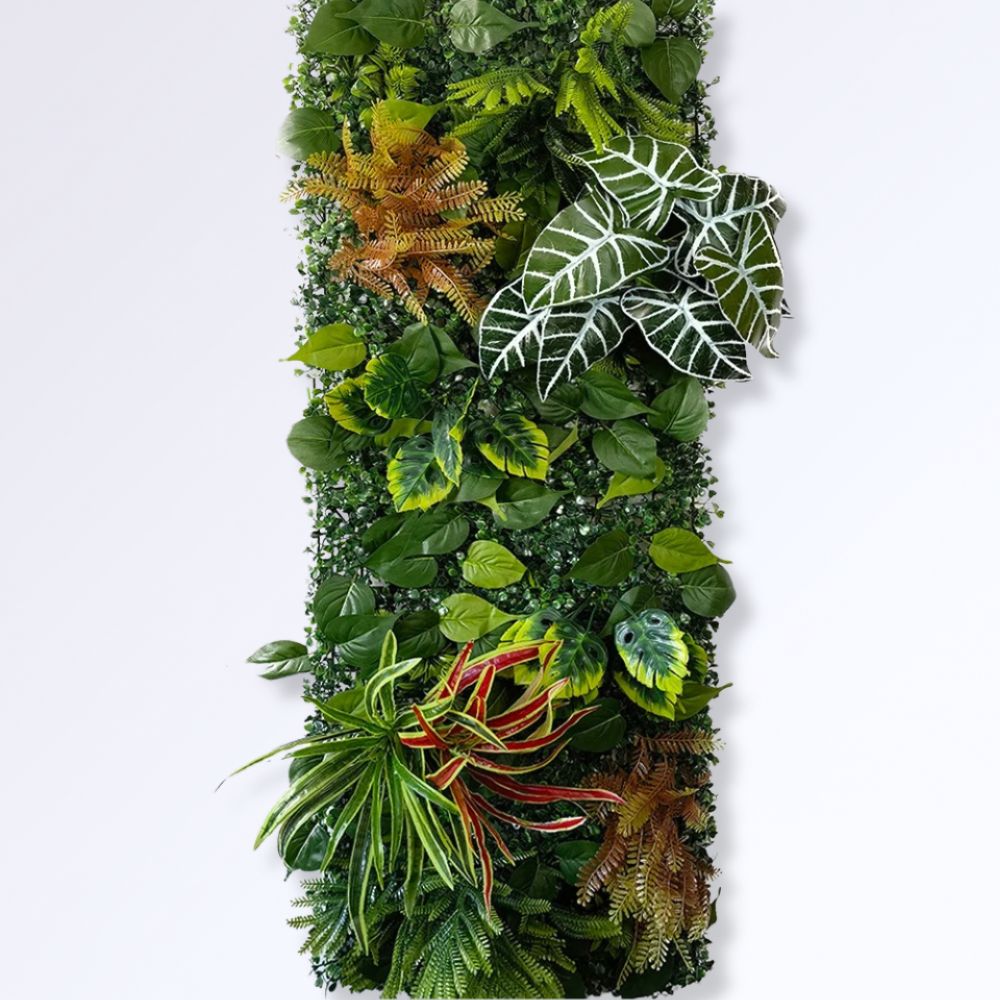 Panneau Mural en Verdure Artificielle avec Feuillage et Fleurs