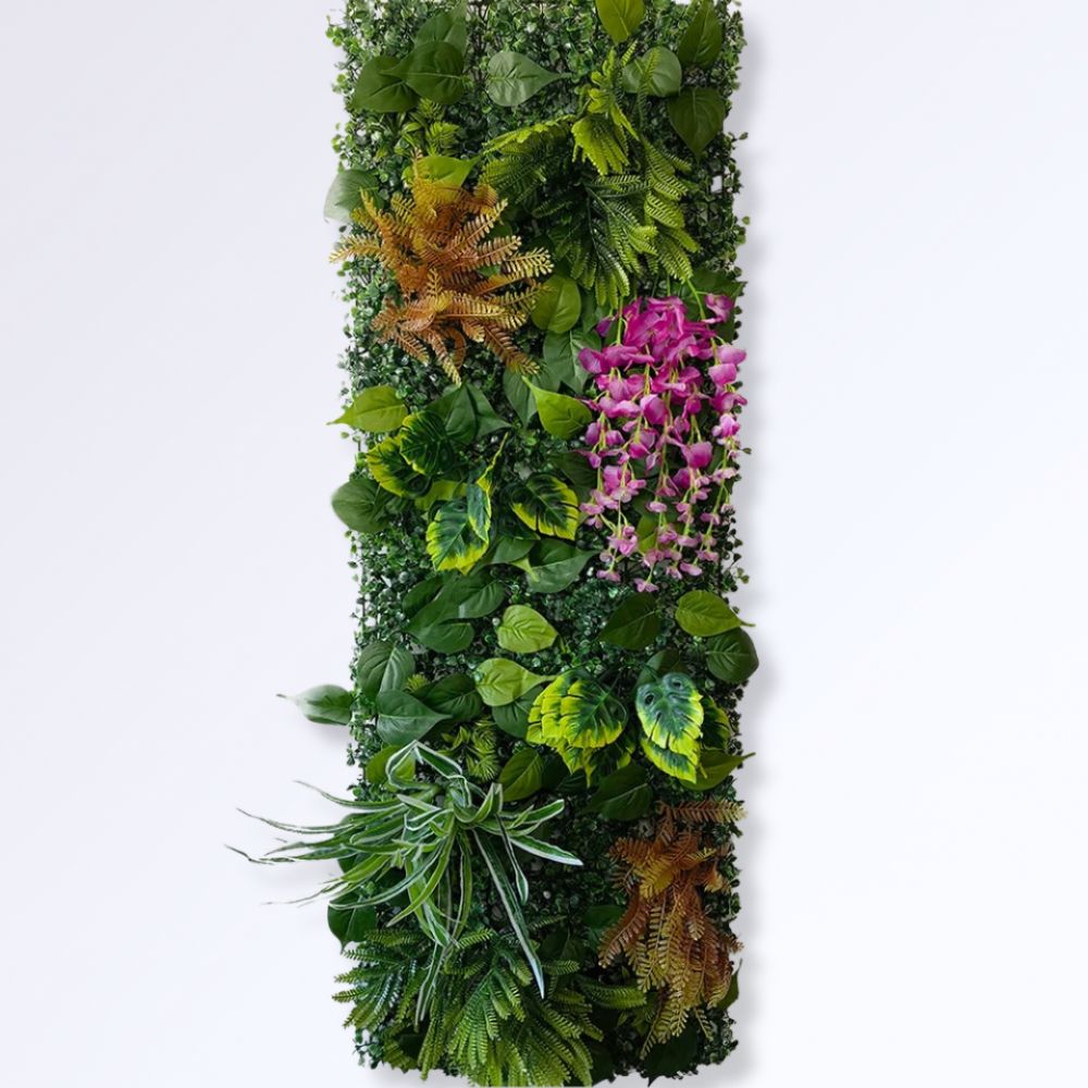 Panneau Mural en Verdure Artificielle avec Feuillage et Fleurs
