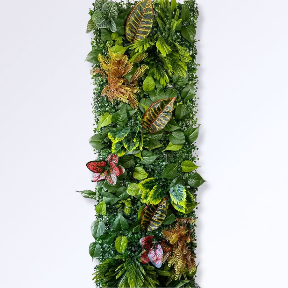 Panneau Mural en Verdure Artificielle avec Feuillage et Fleurs