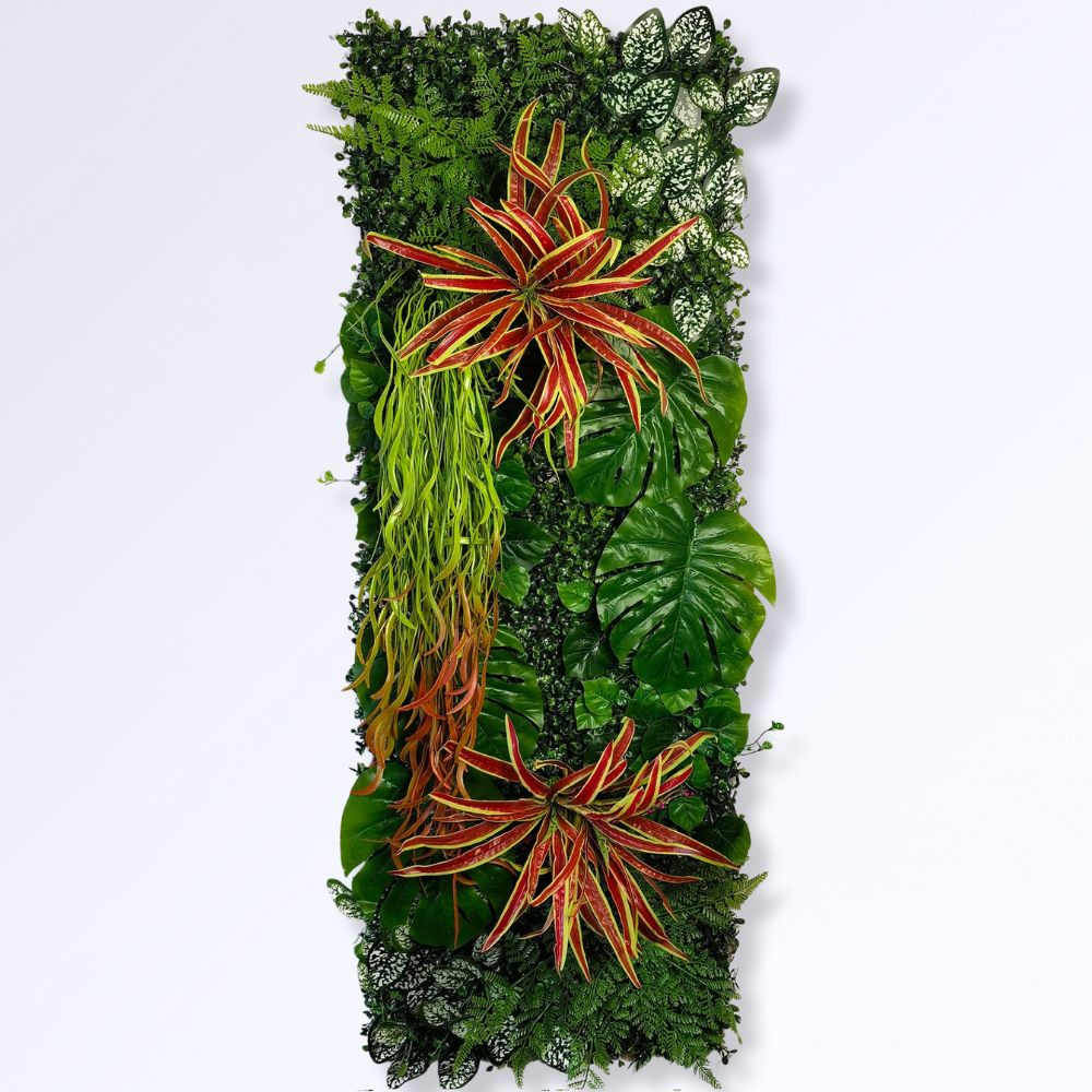 Panneau Mural en Verdure Artificielle avec Feuillage et Fleurs