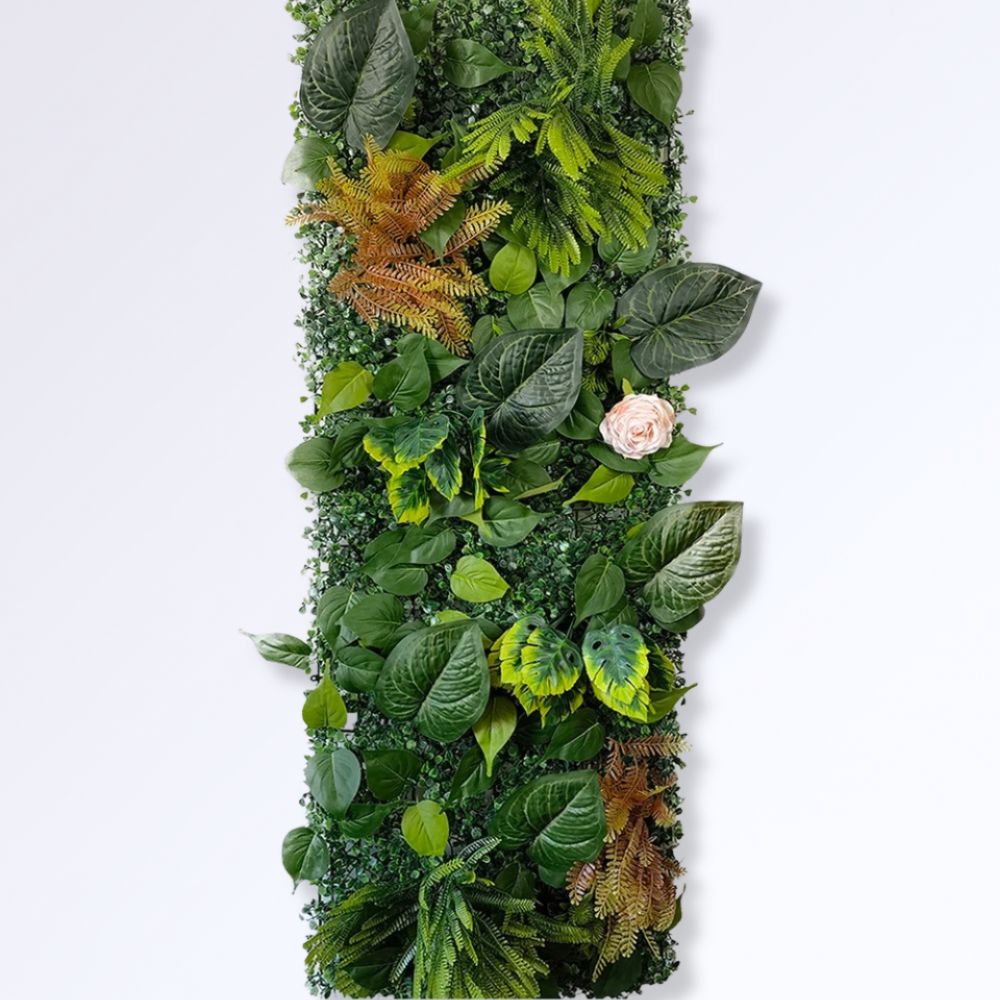 Panneau Mural en Verdure Artificielle avec Feuillage et Fleurs