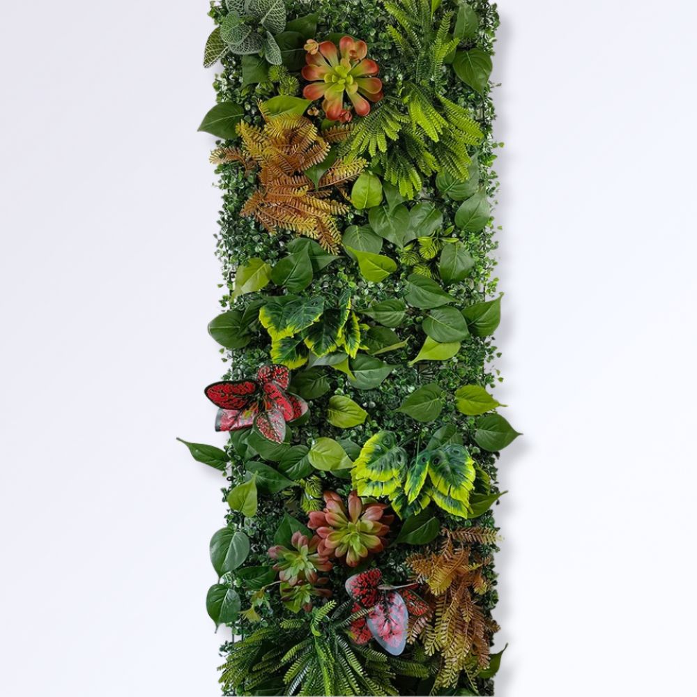 Panneau Mural en Verdure Artificielle avec Feuillage et Fleurs