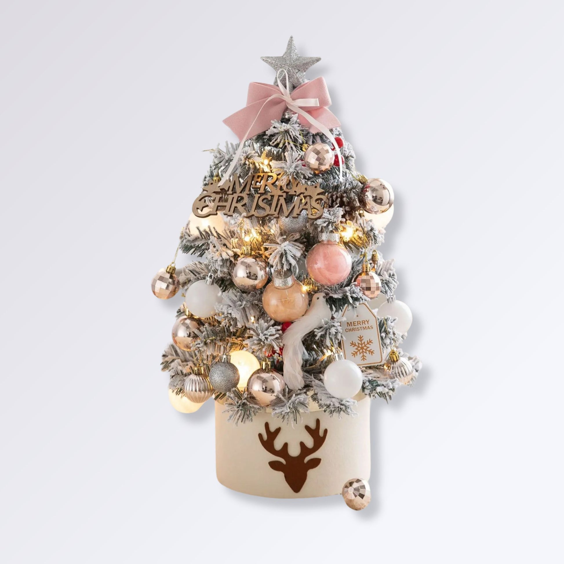 Petit Sapin de Noël Artificiel Lumineux Couleur Rose