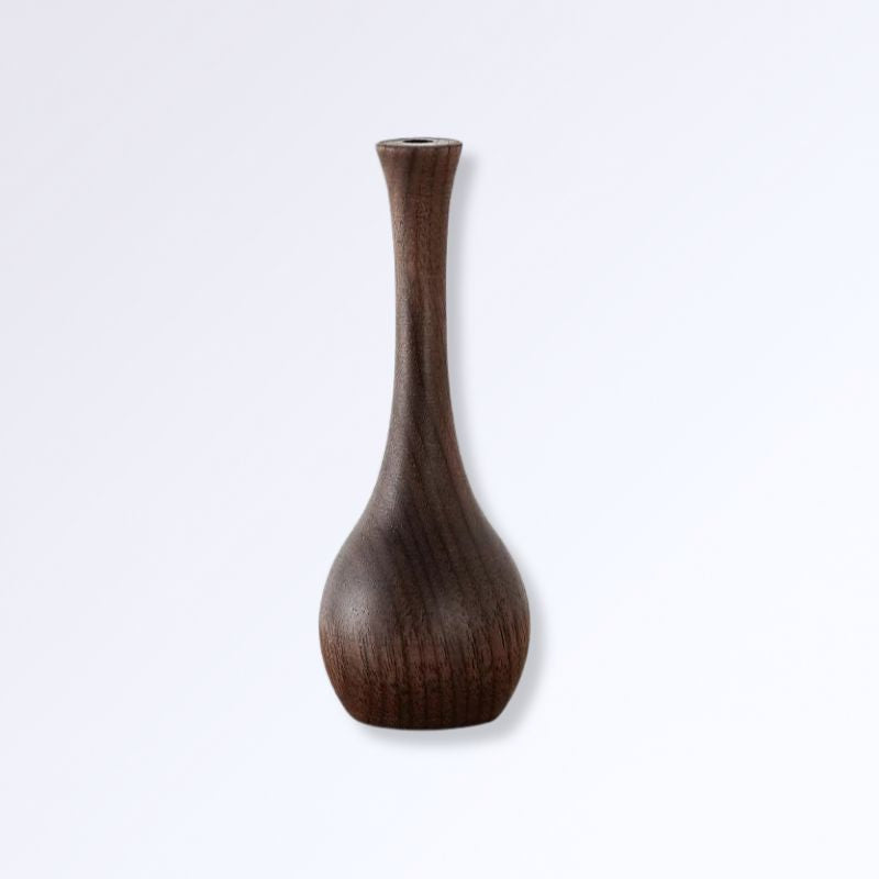 Petit Vase pour une Fleur en Bois Noyer Fiole
