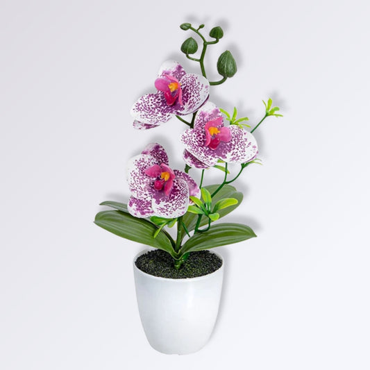 Petite Orchidée Artificielle en Pot Couleur Violet-blanc