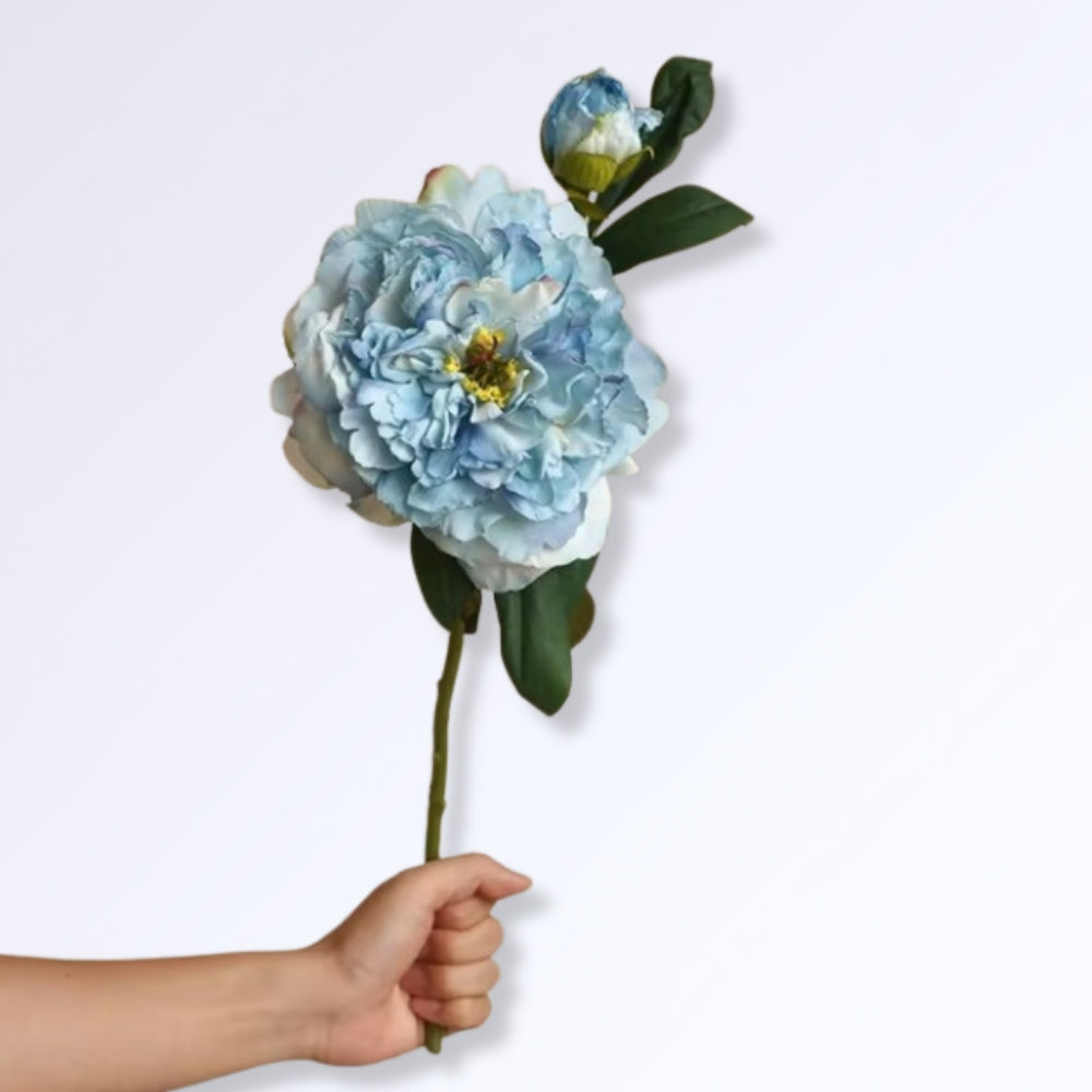 Pivoine Artificielle en Soie Géante Bleu
