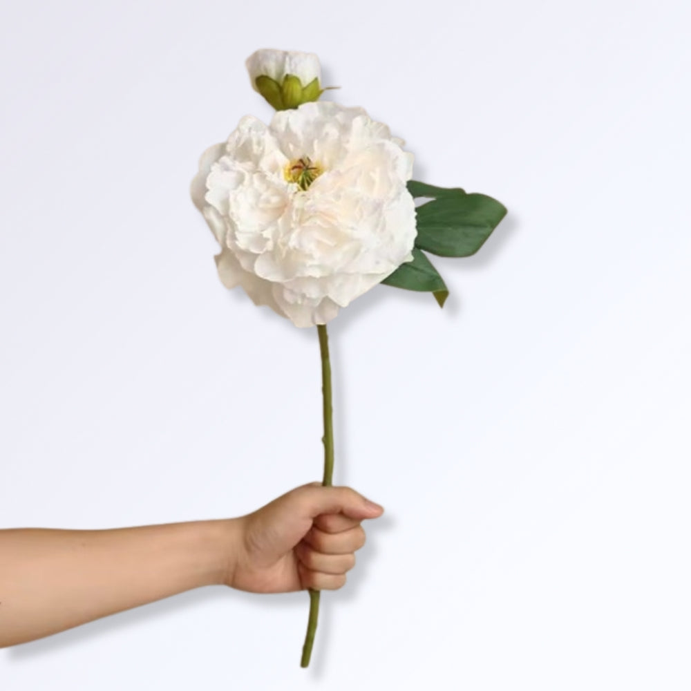 Pivoine Artificielle en Soie Géante Blanc pur