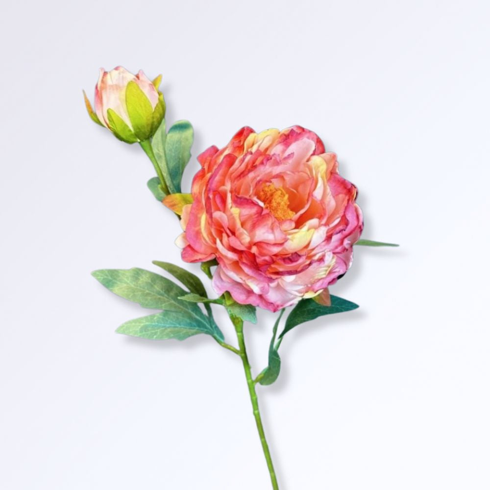 Pivoine Artificielle en Soie Géante Rose foncé - champagne