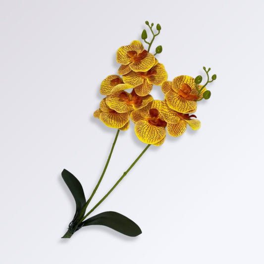 Plante Artificielle Orchidée sur Tige Couleur Jaune-Orange