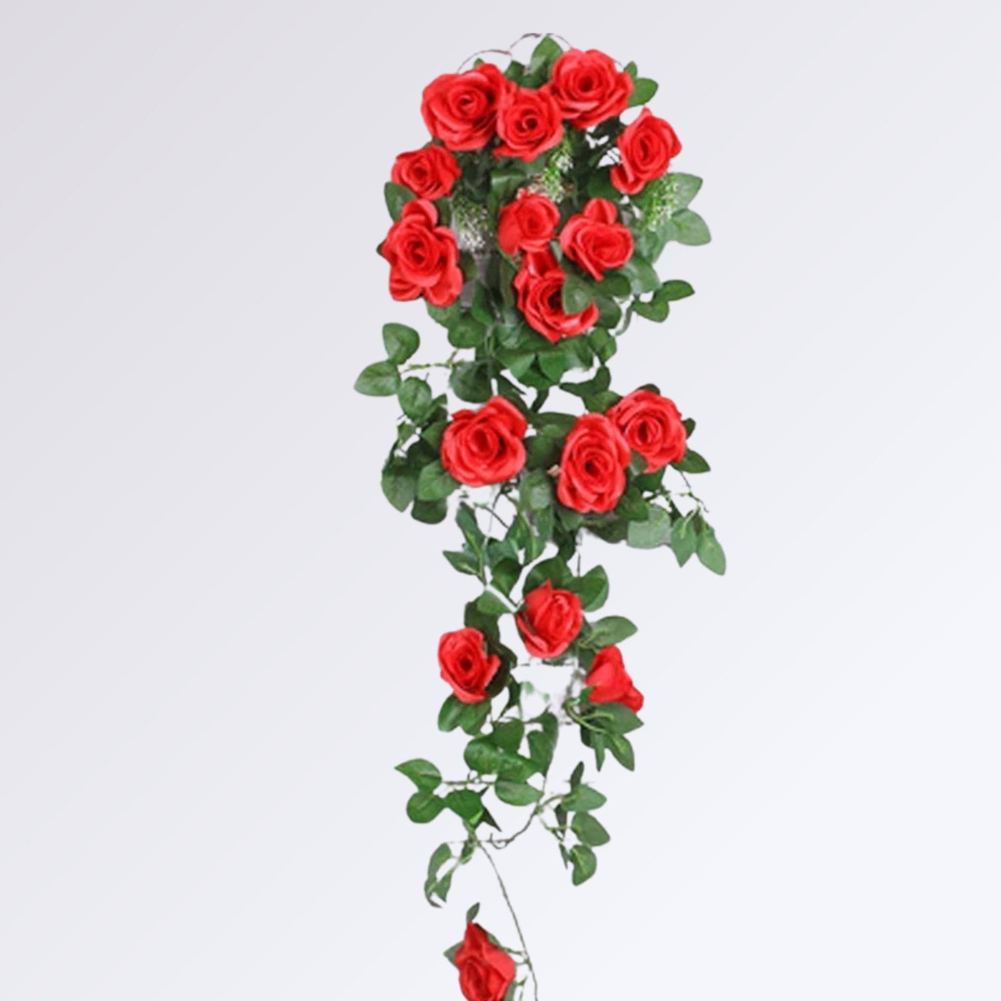 Plante Retombante Artificielle Fleurie Couleur Rouge