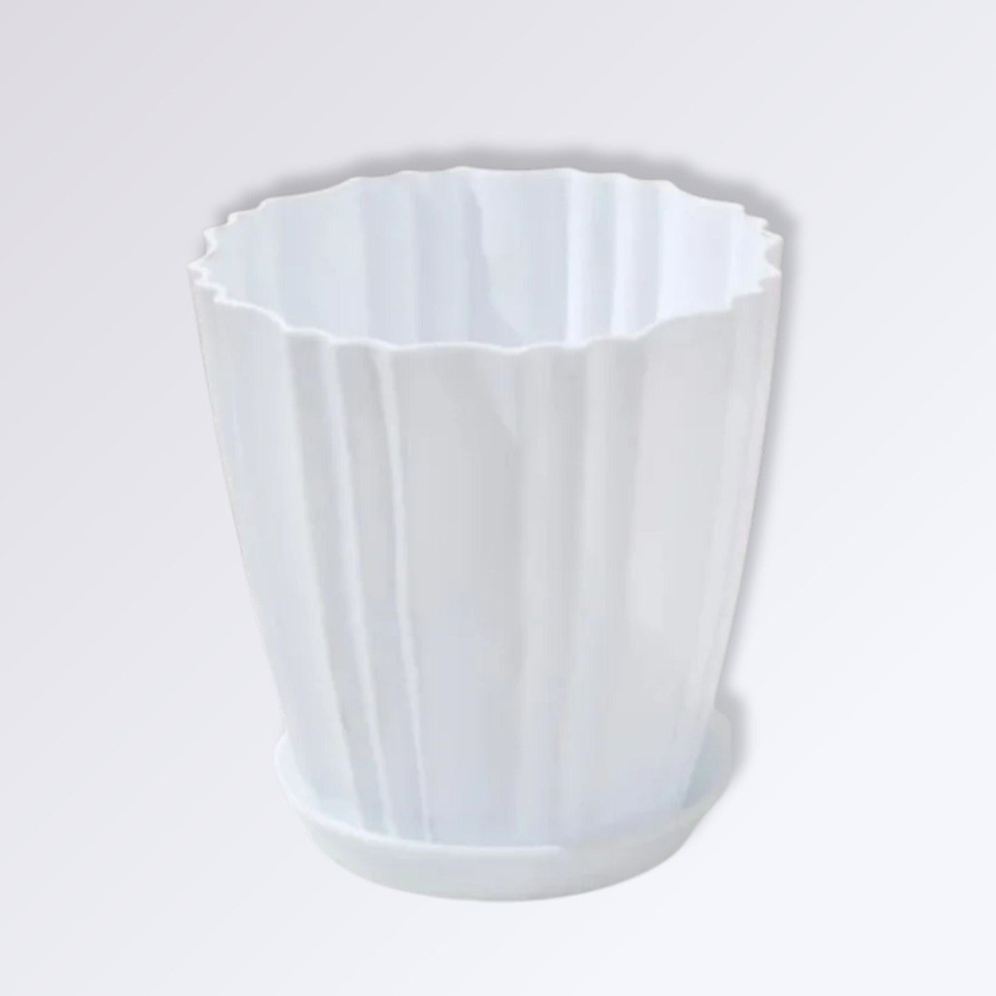 Pot De Fleur à Motifs Ondules Couleur Blanc / 13x8cm