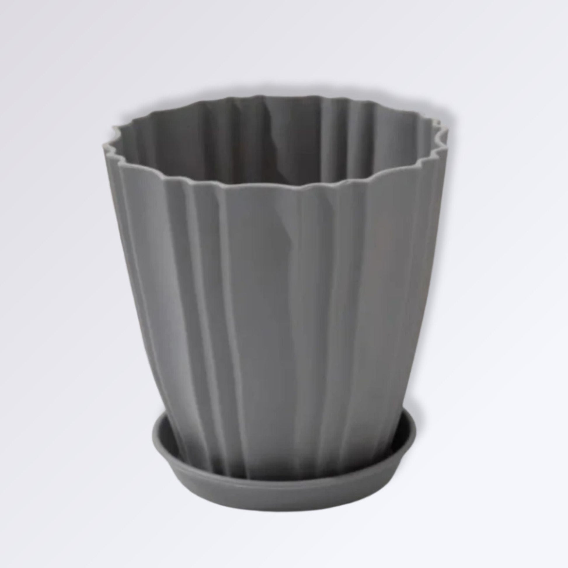 Pot De Fleur à Motifs Ondules Couleur Gris / 13x8cm