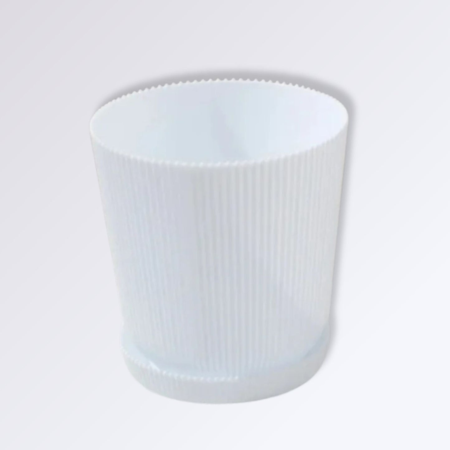 Pot De Fleur à Motifs Striés Couleur Blanc / 13x8cm