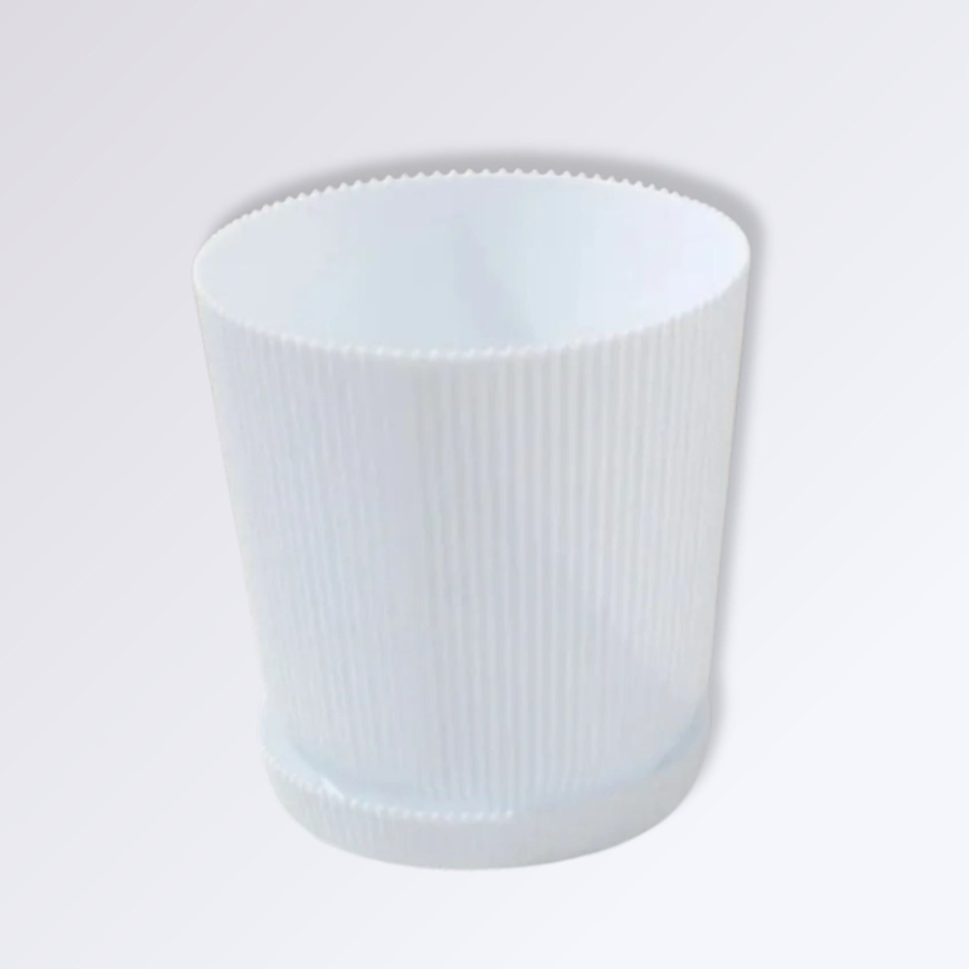 Pot De Fleur à Motifs Striés Couleur Blanc / 13x8cm