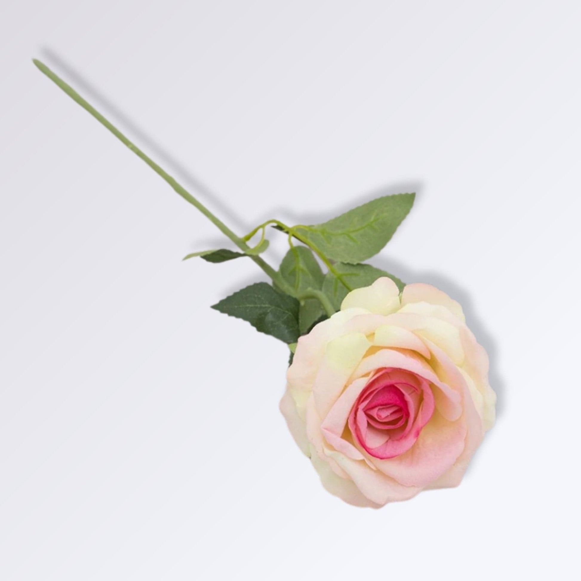 Rose Artificielle avec Tige | 50cm Blanc-rose / 1 unité