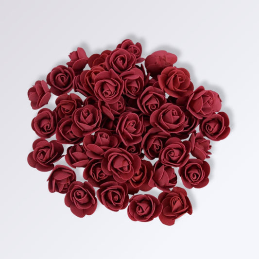 Têtes de Fleur de Rose Artificielle | Couleur Rouge pourpre / 50 unités