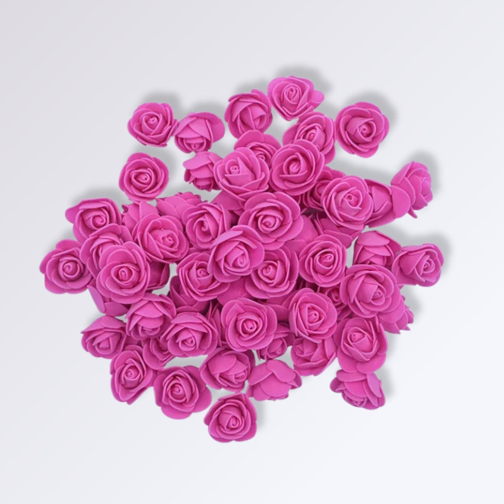 Têtes de Fleur de Rose Artificielle | Couleur Rose fuchsia / 50 unités