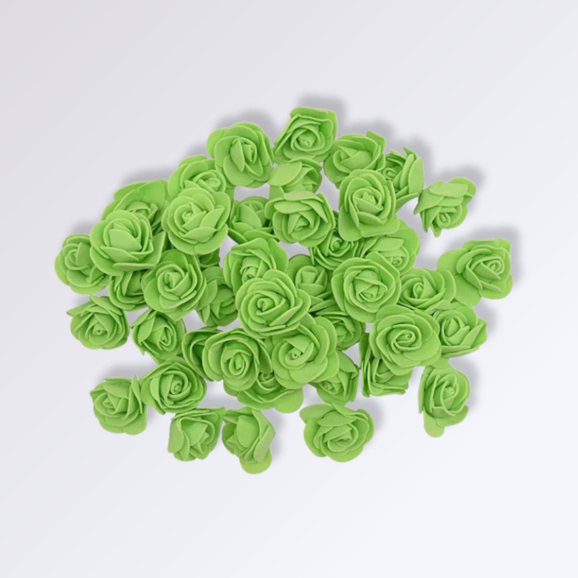 Têtes de Fleur de Rose Artificielle | Couleur Vert / 50 unités