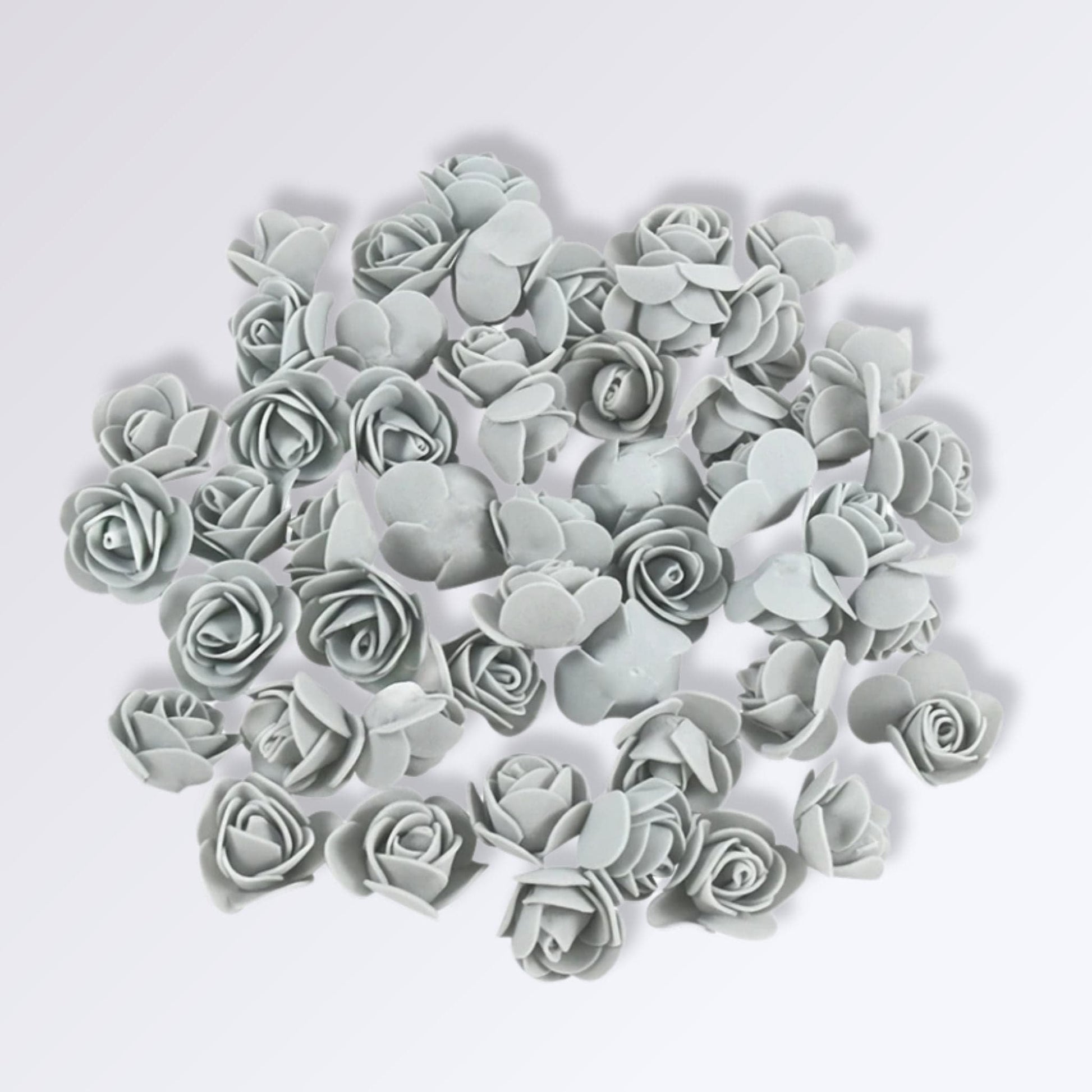 Têtes de Fleur de Rose Artificielle | Couleur Argent / 50 unités