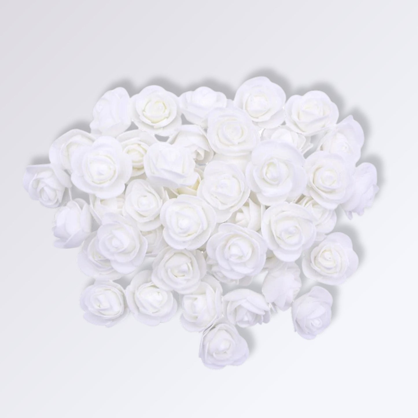 Têtes de Fleur de Rose Artificielle | Couleur Blanc pur / 50 unités